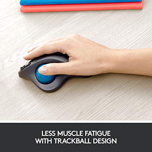 Logitech M570 Wireless Trackball Mouse – Ergonomic Design with Sculpted Right-Hand Shape, Compatible with Apple Mac and Microsoft Windows Computers, USB Unifying Receiver, Dark Gray