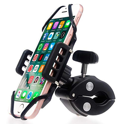 DHYSTAR Cell Phone Holder Mount Clip for Golf Cart Accessories,Music Mic Microphone Stand Pole Boom,Wheelchair Walker,Stroller,Stationary Exercise Spin Bike,Bicycle,Clamp Fits Most Smartphones