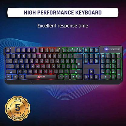 KLIM Chroma Rechargeable Wireless Gaming Keyboard + Slim, Durable, Ergonomic, Quiet, Waterproof, Silent Keys + Backlit Wireless Keyboard for PC PS4 Xbox One Mac + Teclado Gamer + New 2020 Version