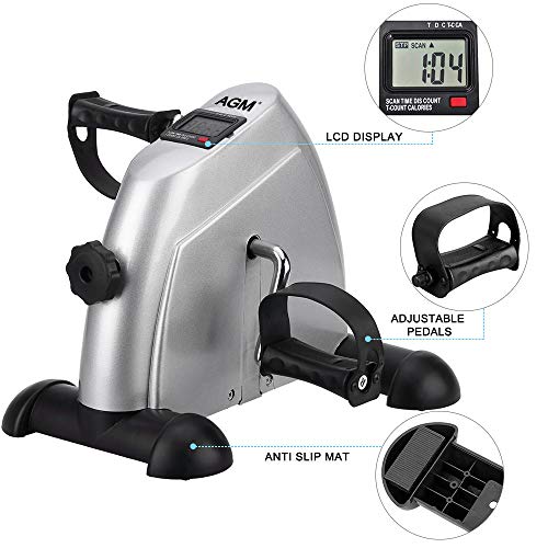 Mini Exercise Bike Pedal Exerciser Portable Cycle Arm and Leg Exerciser with LCD Display