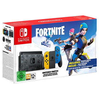 Newest Nintendo Switch Fort nite Wildcat with Yellow and Blue Joy-Con - 6.2" Touchscreen LCD Display, 32GB Internal Storage, 802.11AC WiFi, Bluetooth 4.1- iPuzzle 128GB SD Card + 11-in-1 Carrying Case