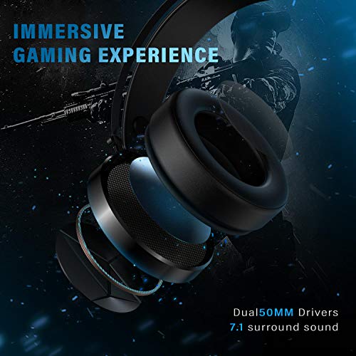 PeohZarr Gaming Headset PS4 Headset Xbox One Headset, 7.1 Surround Sound, PC Headset with Crystal Clear Mic & Large Earpads, Compatiable with Xbox One Controller(Adapter Not Included), PS4, PS5, PC