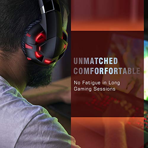 RUNMUS Gaming Headset Xbox One Headset with 7.1 Surround Sound, PS4 Headset with Noise Canceling Mic & LED Light, Compatible with PC, PS4, PS5, Switch, Xbox One Controller(Adapter Not Included)