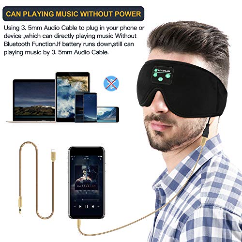 Sleep Headphones Bluetooth 3D Eye Mask, Boodlab 3D Wireless Sleeping Headphones Sleep Mask with Ultra-Thin HD Stereo Speakers Washable Adjustable for sleeping Side Sleepers Air Travel Yoga, Meditation