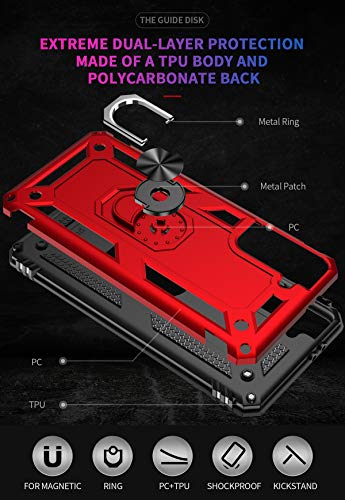 SunRemex Compatible with Galaxy S21 5G Case with HD Screen Protector [2Pack] Galaxy S21 Case Kickstand [ Military Grade ]. Drop Tested Protective Cover for Samsung Galaxy S21 5G (Red)