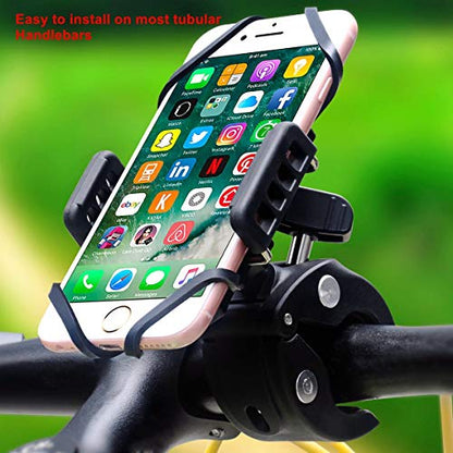 DHYSTAR Cell Phone Holder Mount Clip for Golf Cart Accessories,Music Mic Microphone Stand Pole Boom,Wheelchair Walker,Stroller,Stationary Exercise Spin Bike,Bicycle,Clamp Fits Most Smartphones