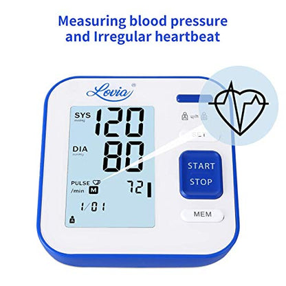 Lovia Blood Pressure Monitor-Automatic Upper Arm Blood Pressure Machine Cuff Kit with Backlit Display,Irregular Heartbeat & Hypertension Detector,120 Sets Memory