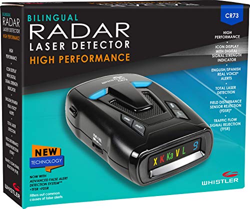 Whistler CR73 High Performance Laser Radar Detector: 360 Degree Protection and Bilingual Voice Alerts, Black