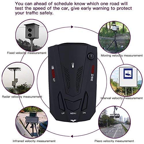 Radar Detector, Voice Prompt Speed Laser Radar Detectors, Vehicle Speed Alarm System, LED Display, City/Highway Mode, Auto 360 Degree Detection for Cars (Black)