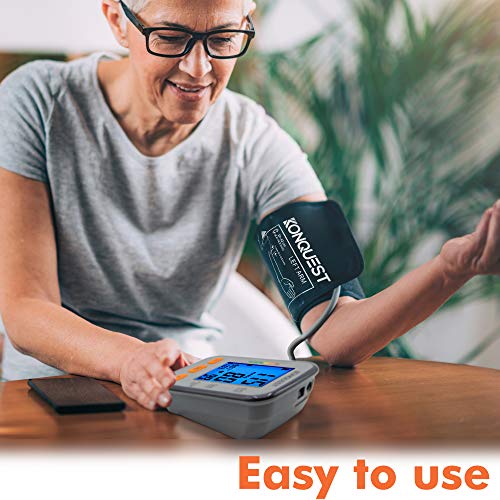 Konquest KBP-2704A Automatic Upper Arm Blood Pressure Monitor with Backlit Display - Accurate, Large Adjustable Cuff - Irregular Heartbeat & Hypertension Detector - Tensiometro Digital