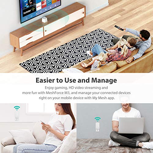 MeshForce Whole Home Mesh WiFi System M3 Suite (1 WiFi Point + 2 WiFi Dot) - Dual Band WiFi System Router Replacement and Wall Plug Extender - High Performance Wireless Coverage for 5+ Bedrooms Home