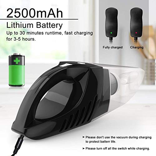 Handheld Vacuum Cordless, 7Kpa Powerful Suction Hand Vacuum Cleaner with One-Button Clean, LED Light and Wall-Mount Charge, Lightweight Wet/Dry Vac for Pet Hair, Dust, Home and Car Cleaning