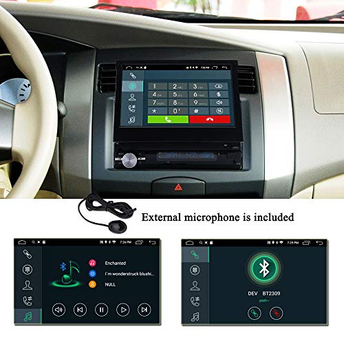 YODY Android 9.0 Single Din Car Stereo 7 Inch Touch Screen Flip Out Car Radio Support Bluetooth WiFi GPS Navigation Mirror Link AM/FM OBD USB SD AUX with Backup Camera and Microphone (Android 9.0-2G)