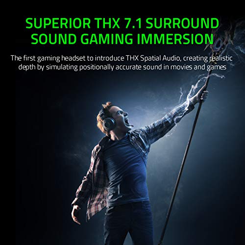 Razer Kraken Tournament Edition THX 7.1 Surround Sound Gaming Headset: Retractable Noise Cancelling Mic - USB DAC -  For PC, PS4, PS5, Nintendo Switch, Xbox One, Xbox Series X & S, Mobile – Black