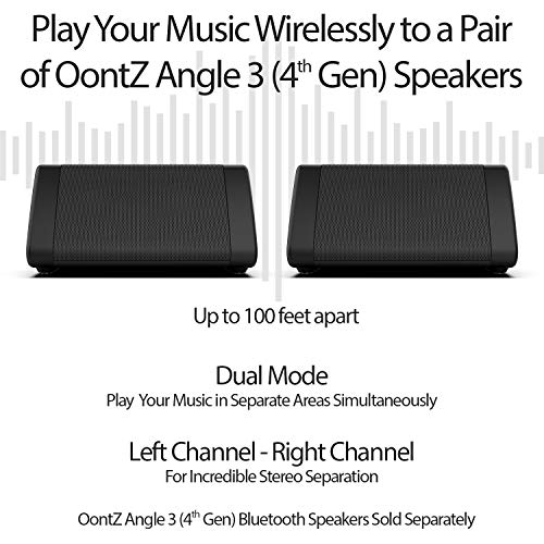 OontZ Angle 3 (4th Gen) Bluetooth Speaker, Crystal Clear Stereo Sound, Rich Bass, 100 Ft Wireless Range, Play Two Speakers Together (4th Gen only), Mic, IPX5, Portable Bluetooth Speakers (Black)