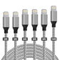 iPhone Charger, YEFOOT [Apple MFi Certified] Cable 6Pack[3/3/6/6/6/10ft] Nylon Braided Fast Charging Long Compatible iPhone 12Pro Max/12Pro/12/11Pro Max/11Pro/11/XS/Xs Max/XR and More-Silver&White