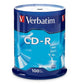 Verbatim CD-R 700MB 80 Minute 52x Recordable Disc for Data and Music - 100 Pack Spindle (FFP)