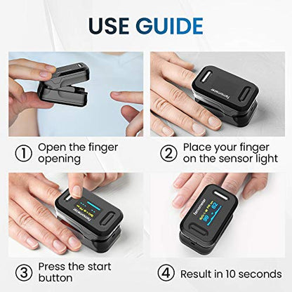 Femometer Fingertip Pulse Oximeter, Finger Oximeter with Pulse Portable Blood Oxygen Saturation Monitor Finger Spo2 Pulse Oximeter with OLED Display and Digital Reading