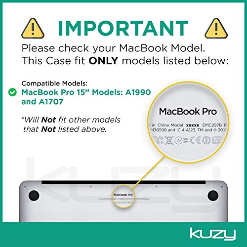 Kuzy MacBook Pro 15 inch Case 2019 2018 2017 2016 Release A1990 A1707, Hard Plastic Shell Cover for MacBook Pro 15 case with Touch Bar Soft Touch, Aqua