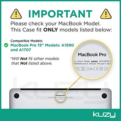 Kuzy MacBook Pro 15 inch Case 2019 2018 2017 2016 Release A1990 A1707, Hard Plastic Shell Cover for MacBook Pro 15 case with Touch Bar Soft Touch, Gray