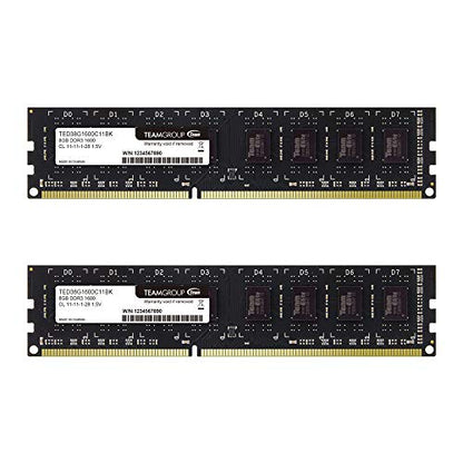 TEAMGROUP Elite DDR3 16GB Kit (2 x 8GB) 1600MHz (PC3-12800) CL11 Unbuffered Non-ECC 1.5V UDIMM 240 Pin PC Computer Desktop Memory Module Ram Upgrade - TED316G1600C11DC01-16GB Kit (2 x 8GB)