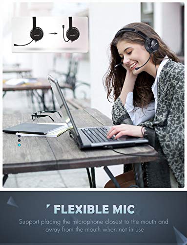 Mpow 071 USB Headset/ 3.5mm Computer Headset with Microphone Noise Cancelling, Lightweight PC Headset Wired Headphones, Business Headset for Skype, Webinar, Cell Phone, Call Center