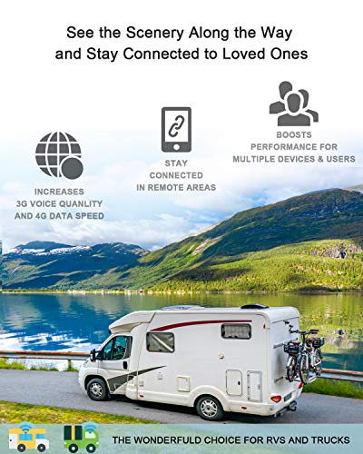 Cell Phone Signal Booster for RV, Motorhome, Car, Truck, Boats, Small Cabin & Camper Use, Multiple Band Repeater Kit for All Carriers LTE Voice Calls and Data, Supports Multi Devices