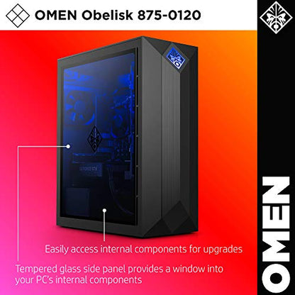 Omen by HP Obelisk Gaming Desktop Computer, Intel Core i5-9400F Processor, NVIDIA GeForce GTX 1660 6 GB, HyperX 8 GB RAM, 512 GB SSD, VR Ready, Windows 10 Home (875-0120, Black)