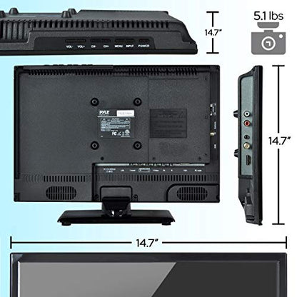 Pyle 15.6-Inch 1080p LED TV | Ultra HD TV | LED Hi Res Widescreen Monitor with HDMI Cable RCA Input | LED TV Monitor | Audio Streaming | Mac PC | Stereo Speakers | HD TV Wall Mount (PTVLED15)