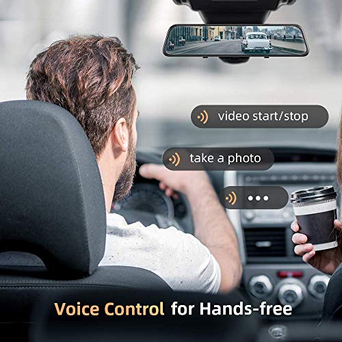 VanTop H612T 12” 4K Mirror Dash Cam for Cars, Voice Control Full Touch Screen Rear View Mirror Camera, GPS Tracking, Waterproof Backup Camera 2.5K Max, 8MP Sony Sensor for Super Night Vision