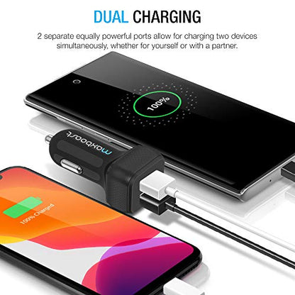 Maxboost Car Charger with SmartUSB Port 4.8A/24W [Black] Charger Adapter for iPhone 12 11 Pro Max/XS Max/XR/XS/X/8/7/Plus,Galaxy S20 Ultra/S10/S10+/S10e/Note,LG,iPad Pro/Air 2/Mini,Huawei, Moto,Pixel