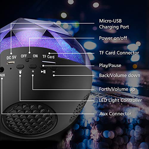 VersionTECH. LED Bluetooth Speaker Colorful Wireless Loud Speaker with Remote Control, Enhanced Bass for iPhone iPad Samsung PC, Ideal Choice for Birthday Teenagers Kids Girls