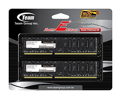 TEAMGROUP Elite DDR3 16GB Kit (2 x 8GB) 1600MHz (PC3-12800) CL11 Unbuffered Non-ECC 1.5V UDIMM 240 Pin PC Computer Desktop Memory Module Ram Upgrade - TED316G1600C11DC01-16GB Kit (2 x 8GB)