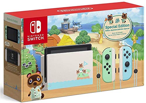 Newest Nintendo Switch with Neon Blue and Neon Red Joy-Con, Animal Crossing: New Horizons Edition 6.2" Touchscreen Display- Family Christmas Holiday Gaming Bundle w/CUE Accessories