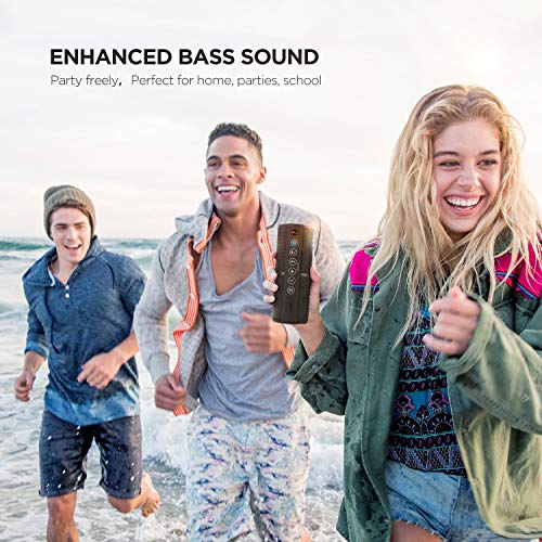 Sbode Bluetooth Speakers Portable Waterproof Outdoor Wireless Speaker Enhanced Bass, Sync Together, Built in Mic, TF Card, Auto Off, FM Radio for Beach, Shower & Home