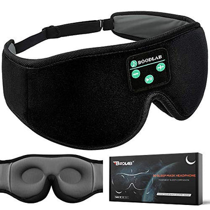 Sleep Headphones Bluetooth 3D Eye Mask, Boodlab 3D Wireless Sleeping Headphones Sleep Mask with Ultra-Thin HD Stereo Speakers Washable Adjustable for sleeping Side Sleepers Air Travel Yoga, Meditation