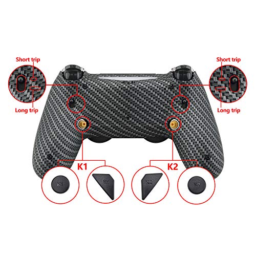 eXtremeRate Carbon Fiber Dawn 2.0 FlashShot Trigger Stop Remap Kit for PS4 CUH-ZCT2 Controller, Upgrade Board & Redesigned Back Shell & Back Buttons & Trigger Lock for PS4 Controller JDM 040/050/055