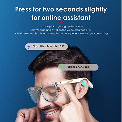 WGP Smart Audio Glasses Anti-Blue Light Open Ear Speaker with Bluetooth Connectivity for Gaming Meeting Traveling Driving