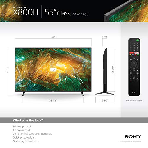 Sony X800H 55 Inch TV: 4K Ultra HD Smart LED TV with HDR and Alexa Compatibility - 2020 Model