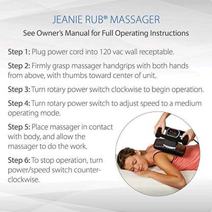 Core Products Jeanie Rub Variable Speed Massager, Deep Tissue Massage, Orbital Action for Back & Body, Professional Quality