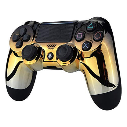 eXtremeRate Tri-Color Gradients Faceplate Cover, Chrome Black Gold Silver Front Housing Shell Case for Playstation 4 PS4 Slim PS4 Pro Controller (CUH-ZCT2 JDM-040/050/055) - Controller NOT Included