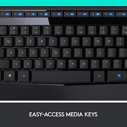 Logitech MK345 Wireless Combo Full-Sized Keyboard with Palm Rest and Comfortable Right-Handed Mouse - Black