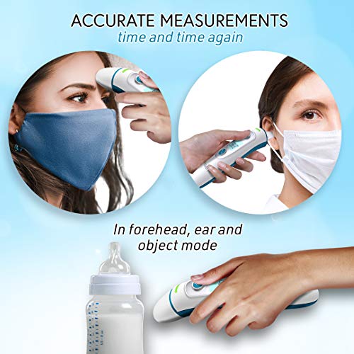 iProven Forehead Thermometer for Adults and Kids - 1 Second Measurements, Fever Alarm, Silent Mode - Digital Ear Thermometer for Adults and Kids - DMT-511