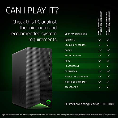 HP Pavilion Gaming Desktop Computer, AMD Ryzen 5 3500 Processor, AMD Radeon Rx 5500 4 GB, 8 GB RAM, 512 GB SSD, Windows 10 Home (TG01-0040, Black)