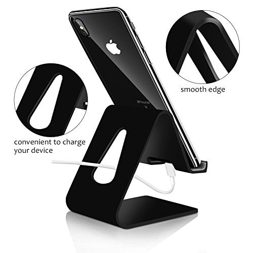COOLOO Cell Phone Stand,【2 Pack】 Mobile Phone Anti-Skid Holder, Cradle, Dock Compatible Android Smartphone, Phone 11 Pro Xs Max Xr X 8 7 6 6s Plus 5s, Accessories Desk - Black