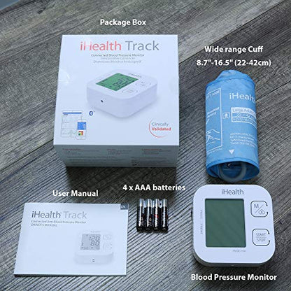 iHealth Track Wireless Upper Arm Blood Pressure Monitor with Wide range Cuff that fits Standard to Large Adult Arms , Bluetooth Compatible for Apple & Android Devices