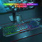 Gaming Keyboard, WisFox Colorful Rainbow LED Backlit Wired Computer Gaming Keyboard with 104 Keys, USB Wired Keyboard and Spill-Resistant for Windows PC Gamers Desktop PS4