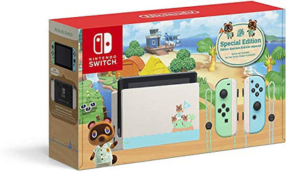 Nintendo Switch with Green and Blue Joy-Con Console - Animal Crossing: New Horizons Edition - Family Christmas Holiday - 6.2" Touchscreen LCD Display, 128GB MicroSD Card Bundle