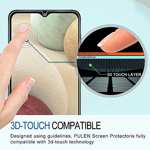 PULEN Samsung Galaxy A12 Screen Protector (3-Packs) with 3 Packs Camera Lens Protector,HD Clear Scratch Resistant Bubble Free Anti-Finger,HD Clear Scratch Resistant Bubble Free Anti-Fingerprints 9H Hardness Tempered Glass Film