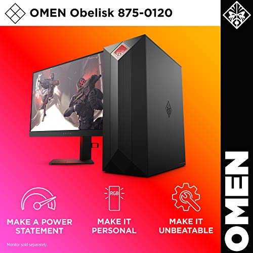 Omen by HP Obelisk Gaming Desktop Computer, Intel Core i5-9400F Processor, NVIDIA GeForce GTX 1660 6 GB, HyperX 8 GB RAM, 512 GB SSD, VR Ready, Windows 10 Home (875-0120, Black)